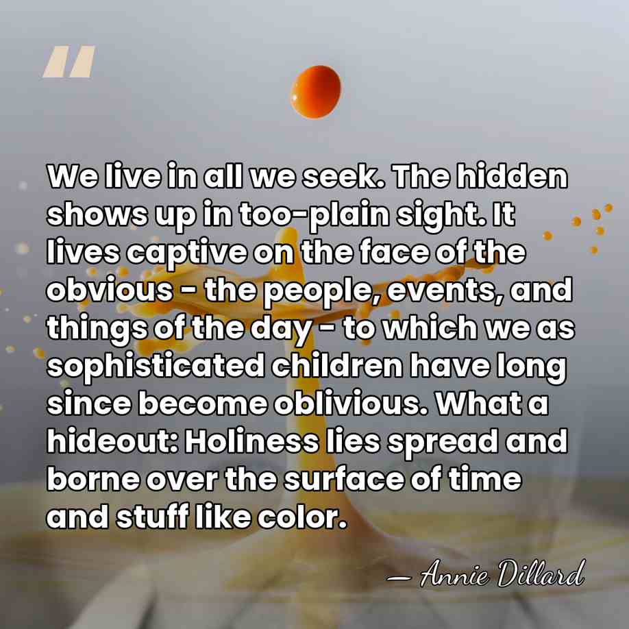 We live in all we seek. The hidden shows up in too-plain&hellip; - Annie Dillard
