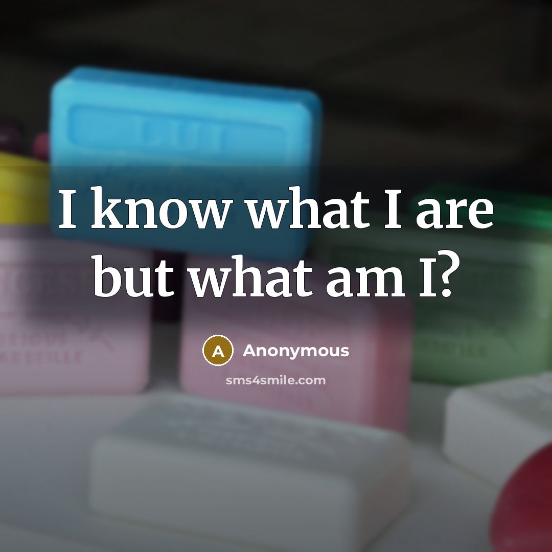 “I know what I are but what am I?” quote by Anonymous