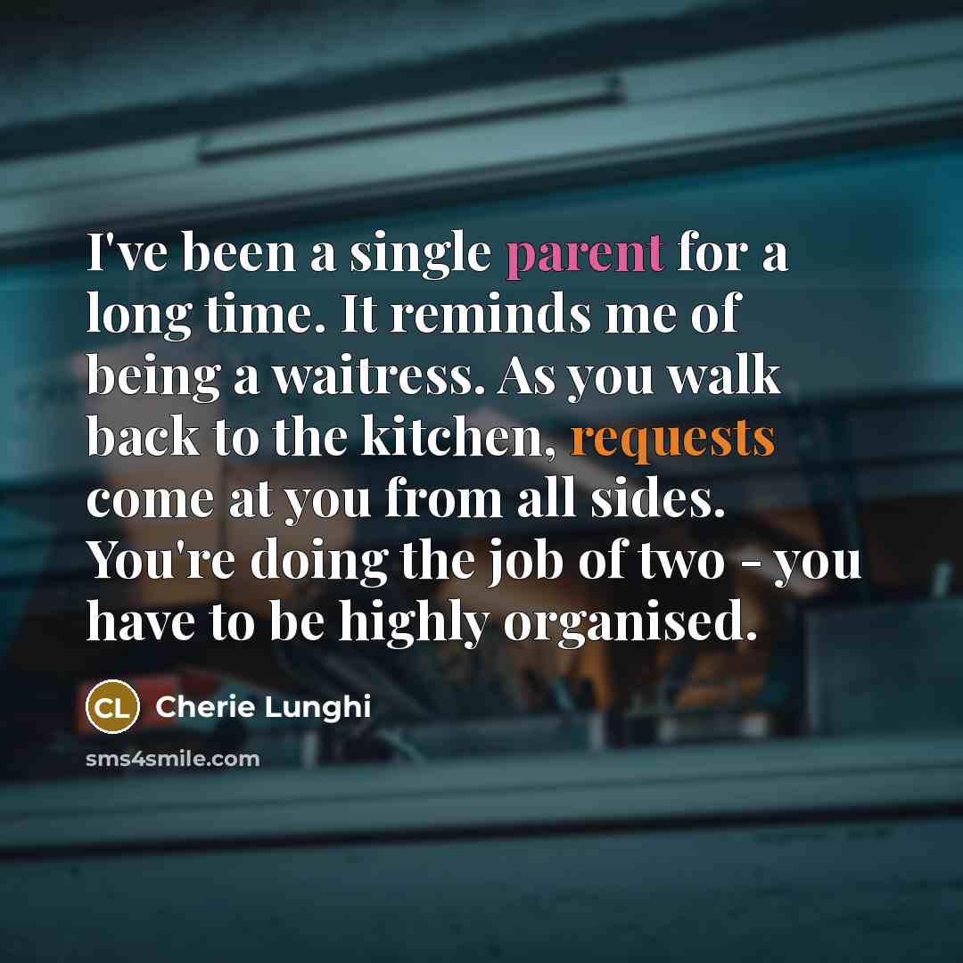 “I've been a single parent for a long time. It…” quote by Cherie Lunghi