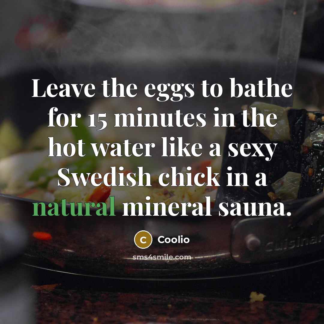 “Leave the eggs to bathe for 15 minutes in the…” quote by Coolio