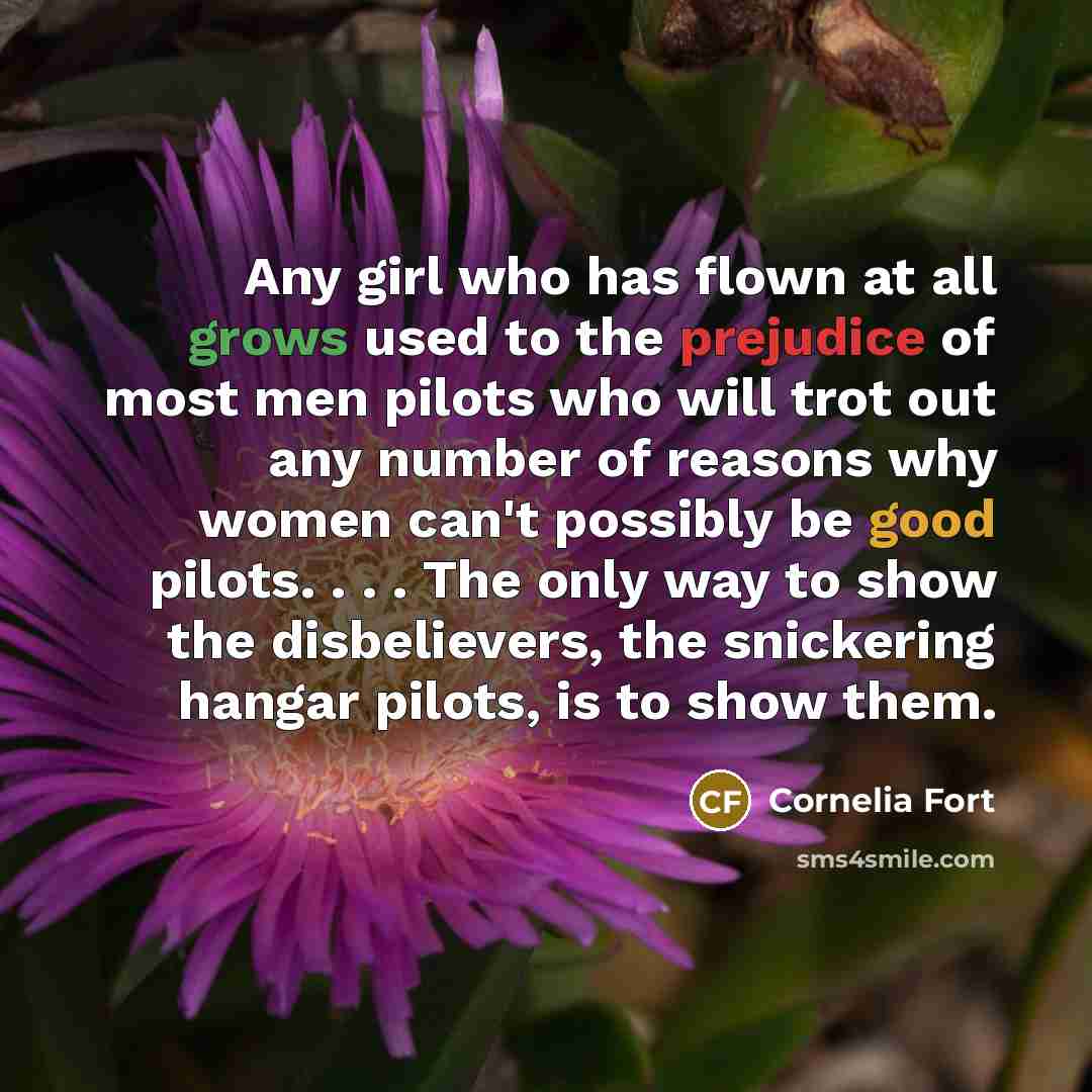 “Any girl who has flown at all grows used to…” quote by Cornelia Fort