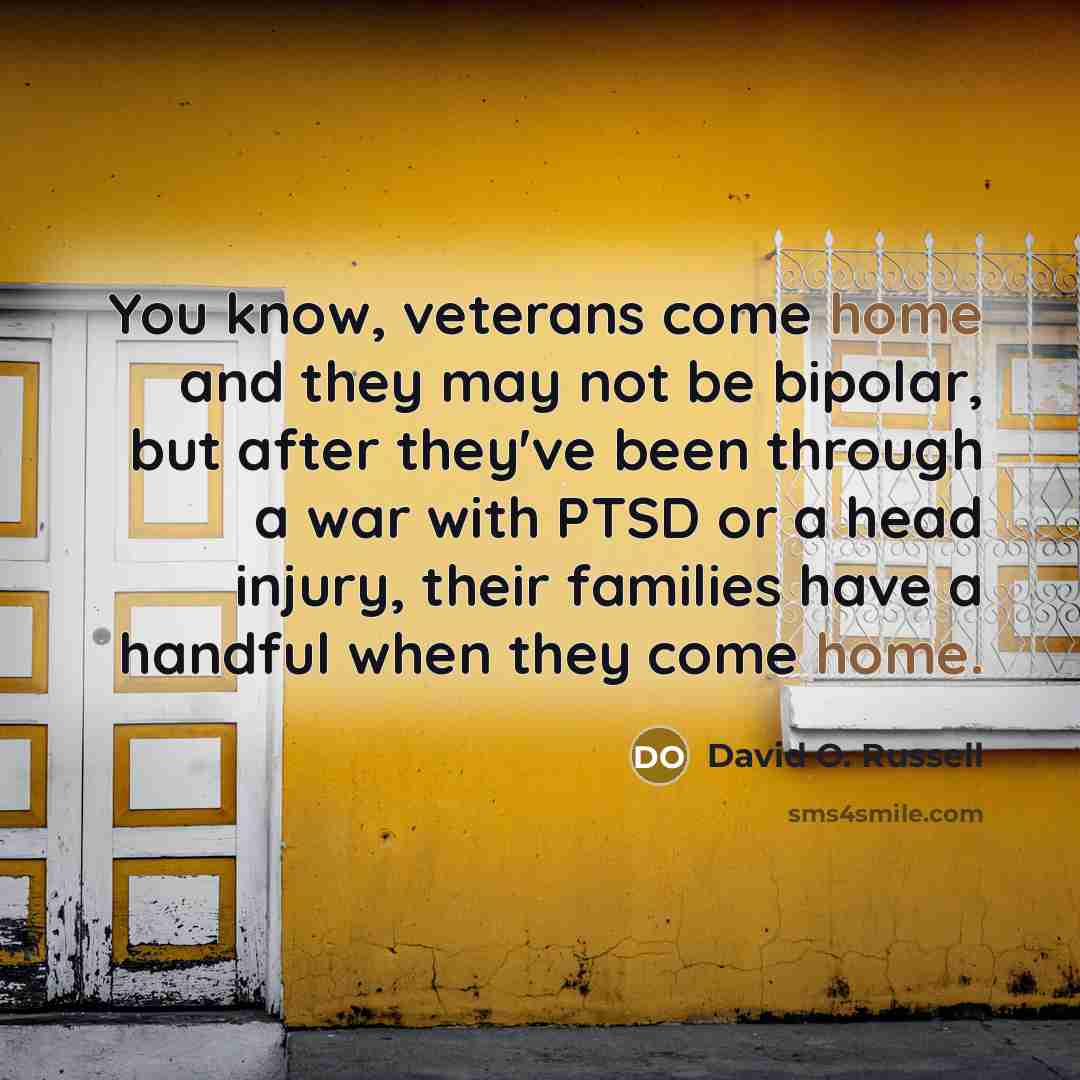 “You know, veterans come home and they may not be…” quote by David O. Russell