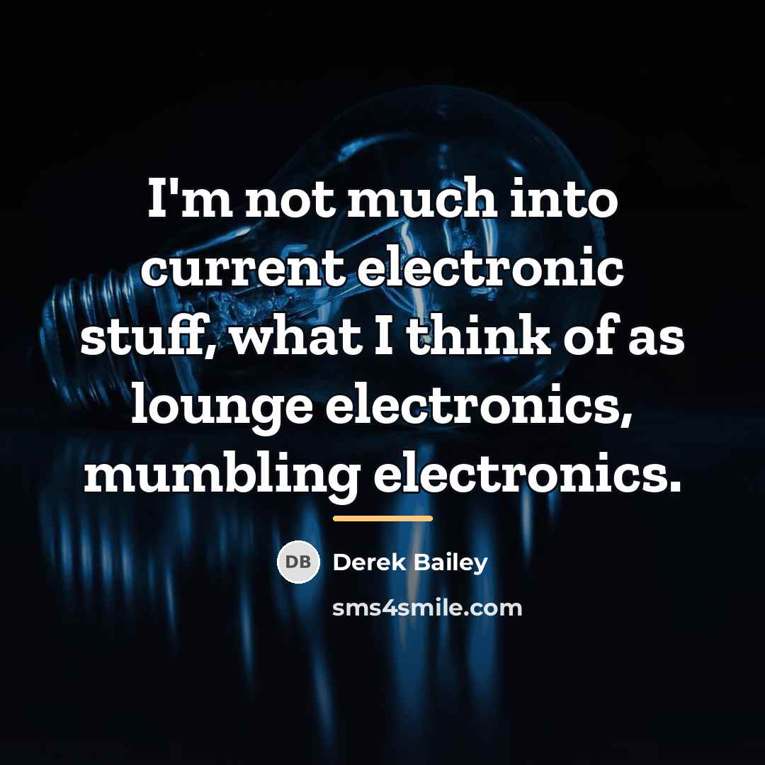 “I'm not much into current electronic stuff, what I think…” quote by Derek Bailey