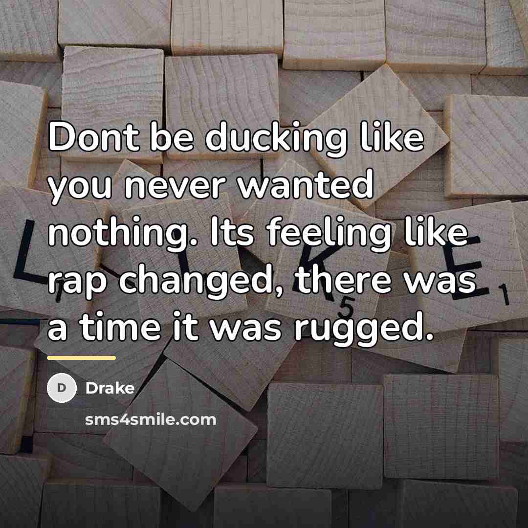 “Dont be ducking like you never wanted nothing. Its feeling…” quote by Drake