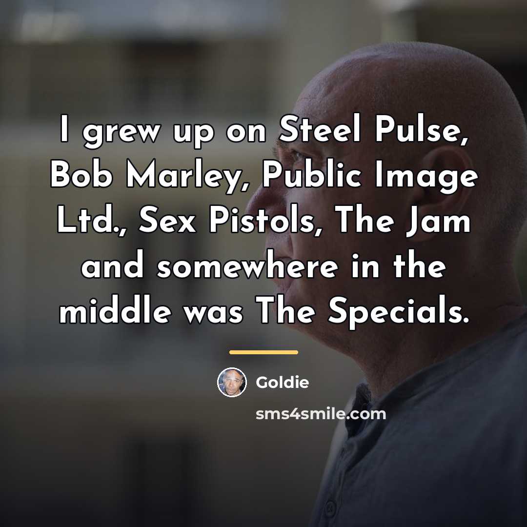 “I grew up on Steel Pulse, Bob Marley, Public Image…” quote by Goldie