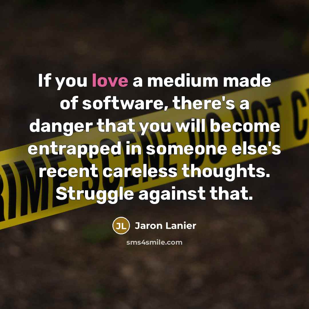 “If you love a medium made of software, there's a…” quote by Jaron Lanier