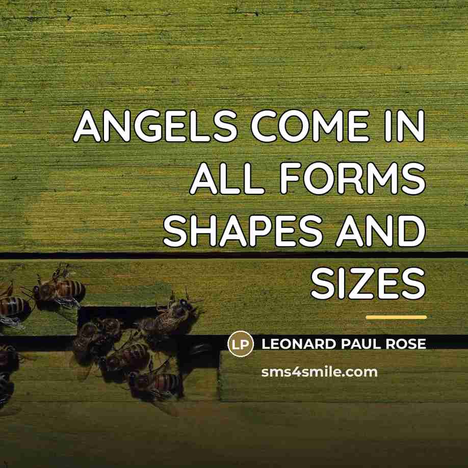 “ANGELS COME IN ALL FORMS SHAPES AND SIZES…” quote by LEONARD PAUL ROSE
