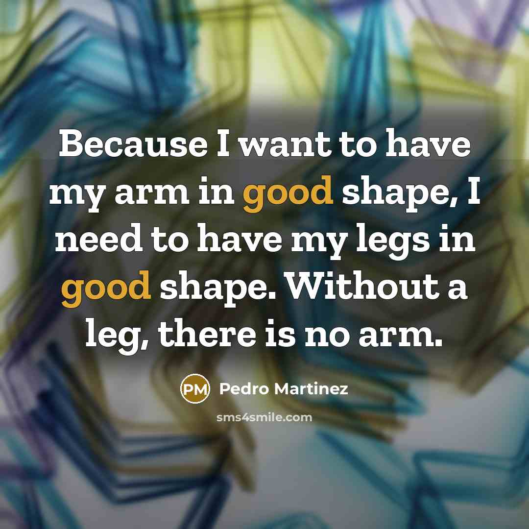 “Because I want to have my arm in good shape,…” quote by Pedro Martinez
