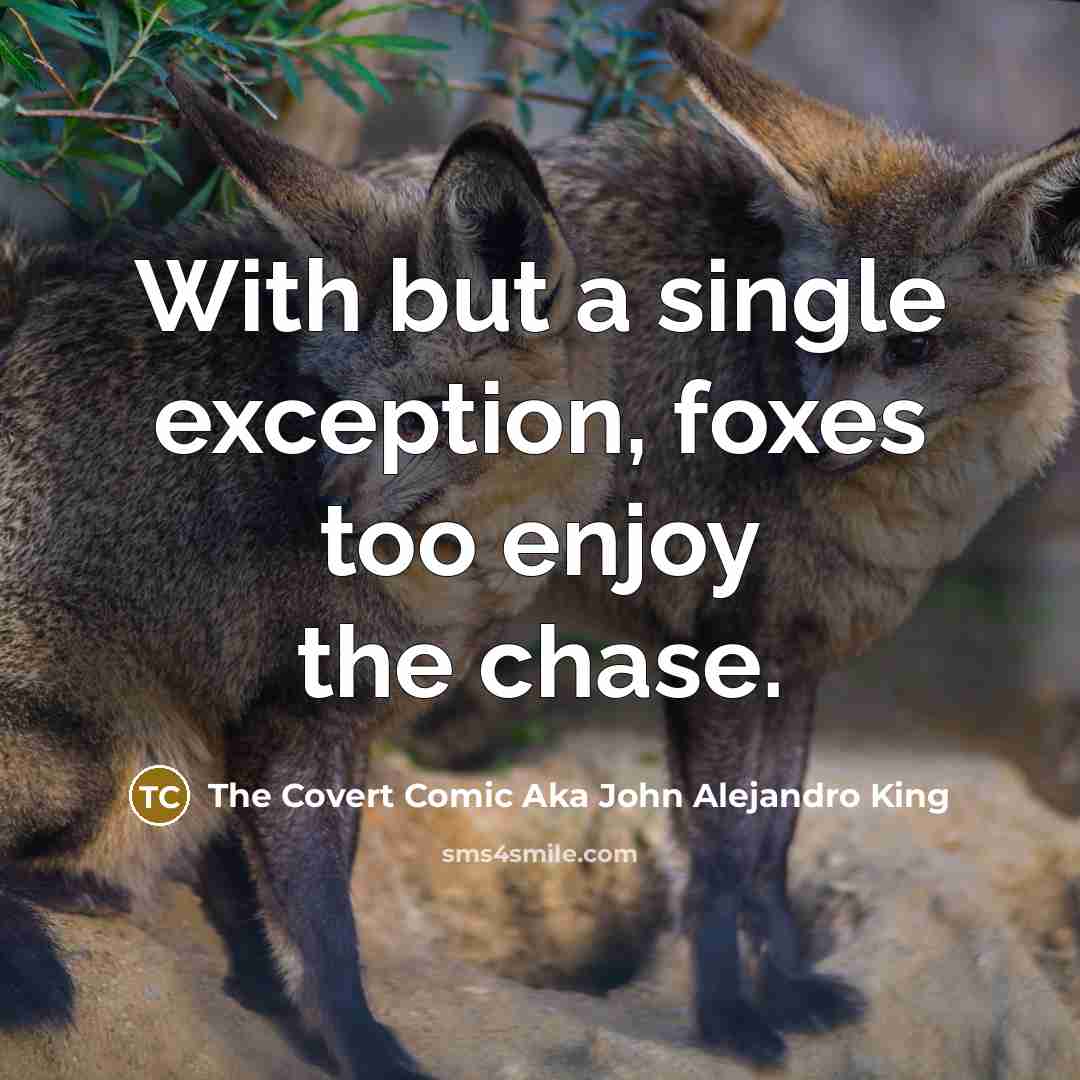 “With but a single exception, foxes too enjoy the chase.…” quote by The Covert Comic Aka John Alejandro King