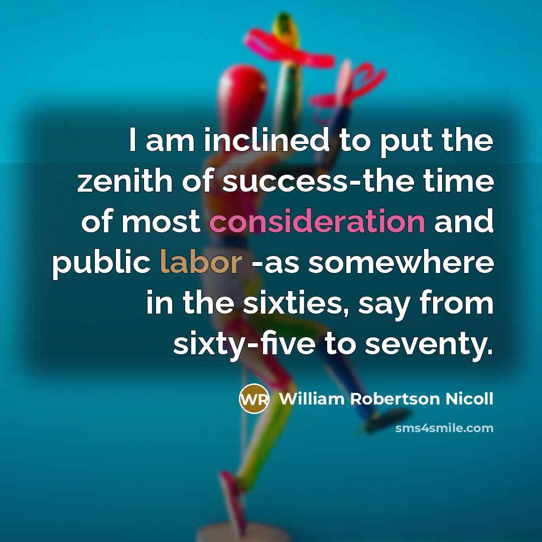 “I am inclined to put the zenith of success-the time…” quote by William Robertson Nicoll