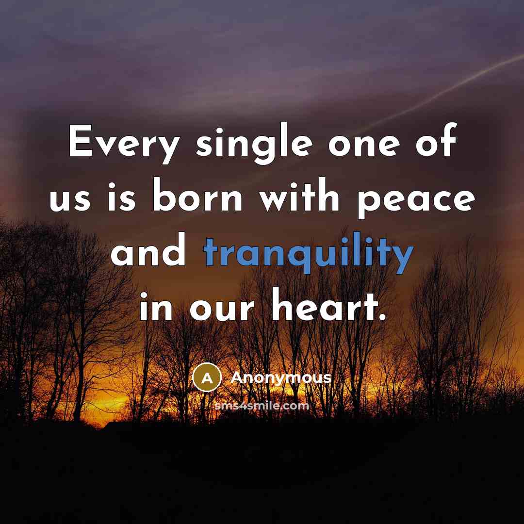 “Every single one of us is born with peace and…” quote by Anonymous