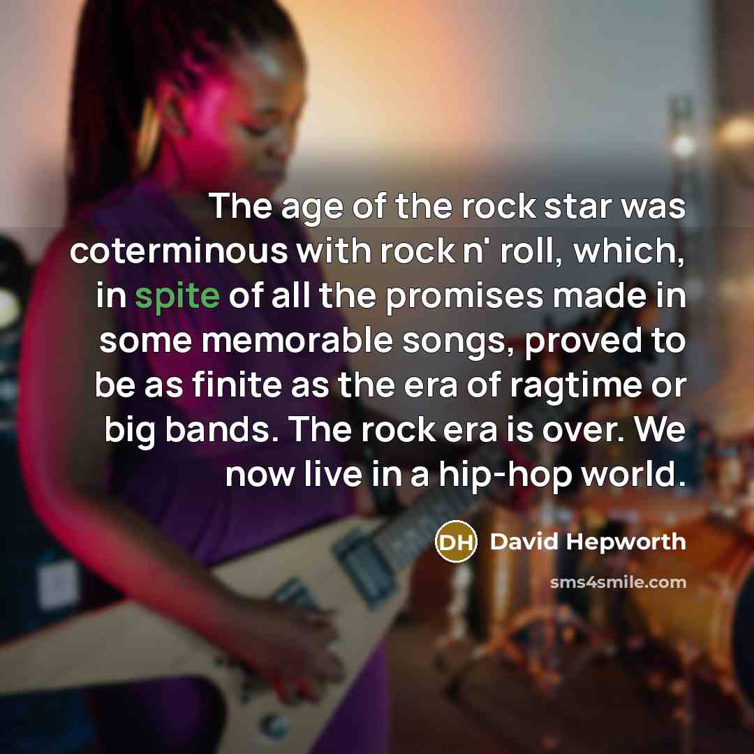 “The age of the rock star was coterminous with rock…” quote by David Hepworth