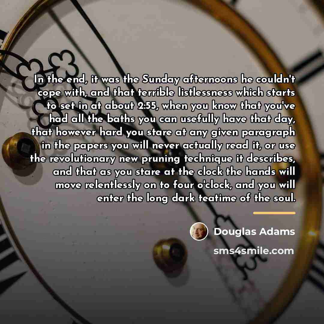 “In the end, it was the Sunday afternoons he couldn't…” quote by Douglas Adams
