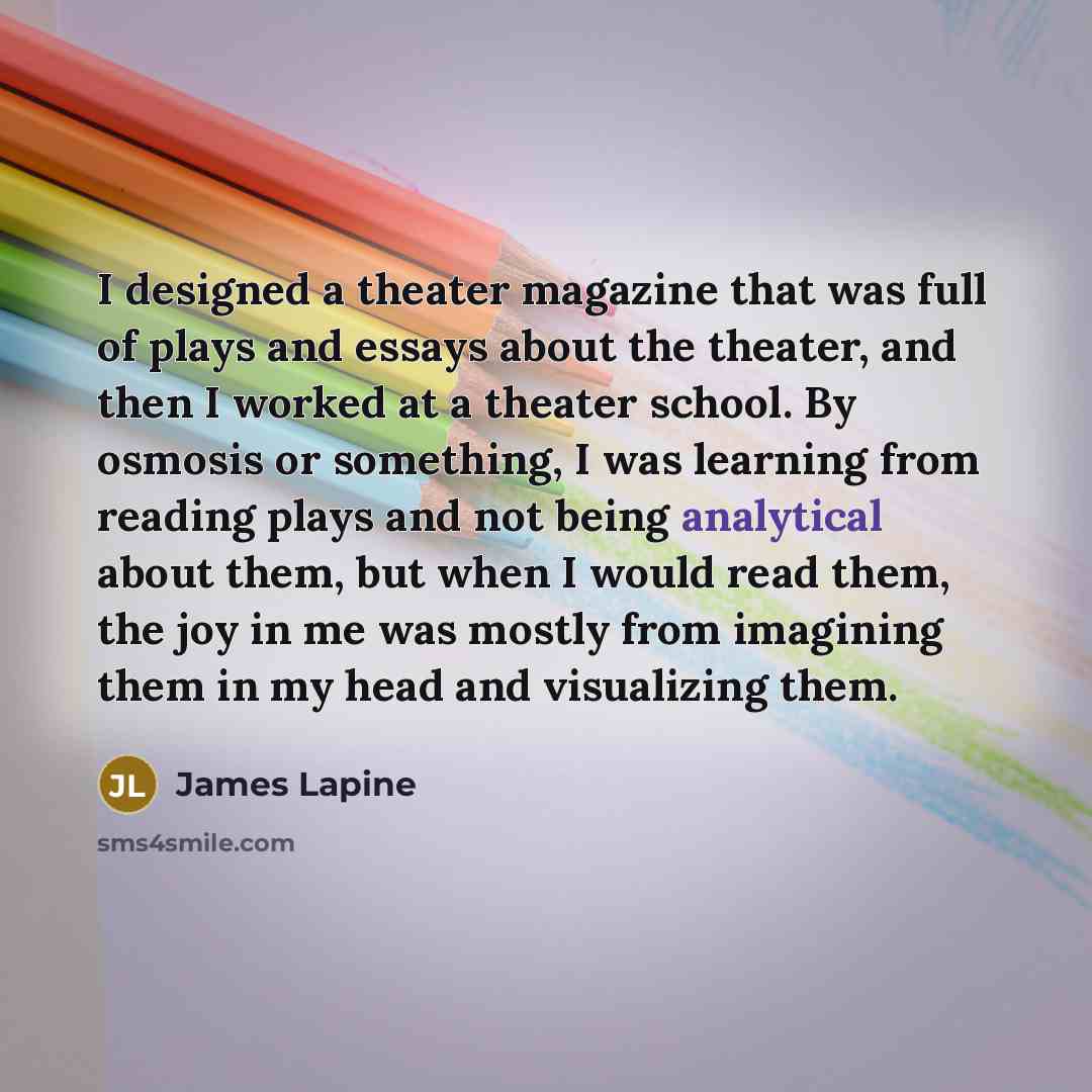 “I designed a theater magazine that was full of plays…” quote by James Lapine