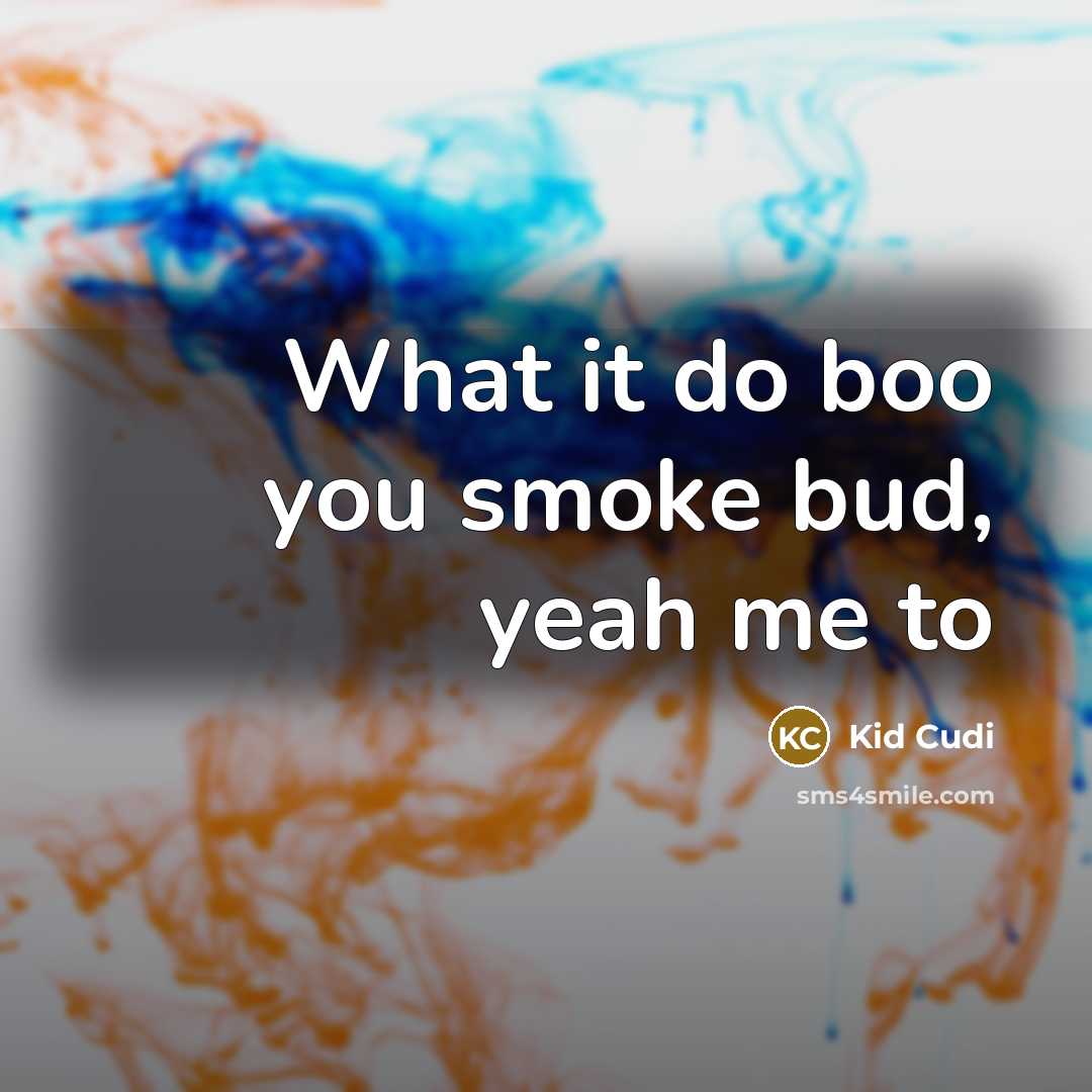 “What it do boo you smoke bud, yeah me to…” quote by Kid Cudi