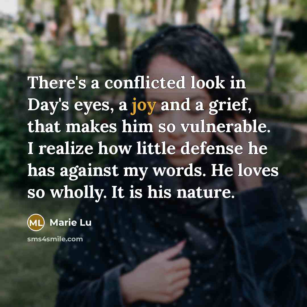 “There's a conflicted look in Day's eyes, a joy and…” quote by Marie Lu