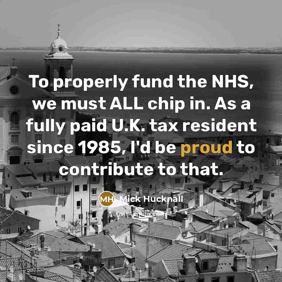 “To properly fund the NHS, we must ALL chip in.…” quote by Mick Hucknall