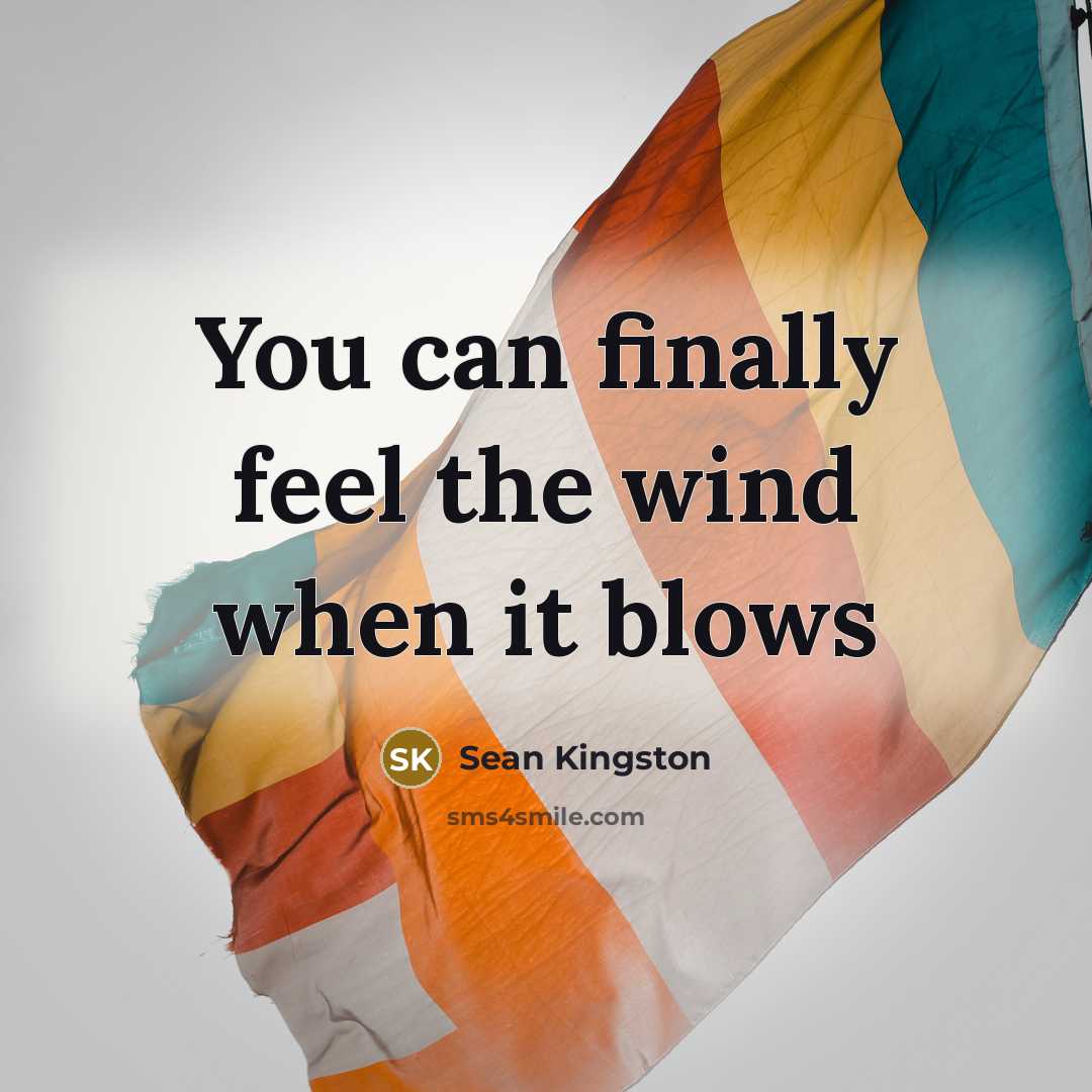 “You can finally feel the wind when it blows…” quote by Sean Kingston
