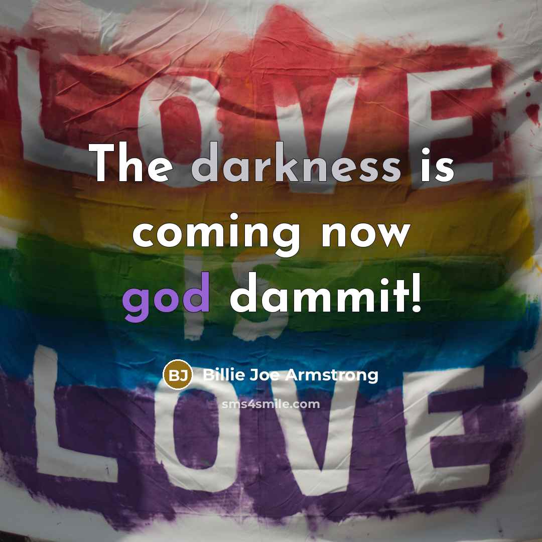 “The darkness is coming now god dammit!…” quote by Billie Joe Armstrong