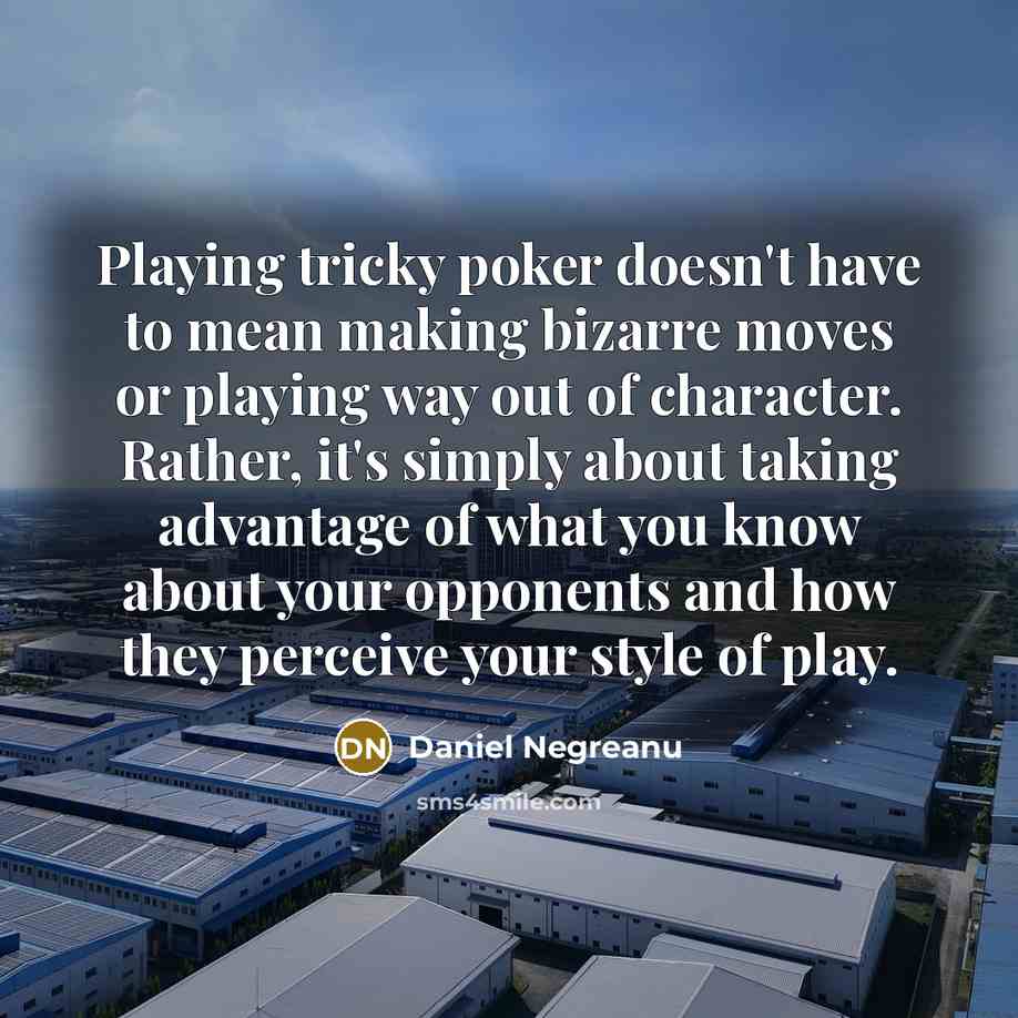 “Playing tricky poker doesn't have to mean making bizarre moves…” quote by Daniel Negreanu