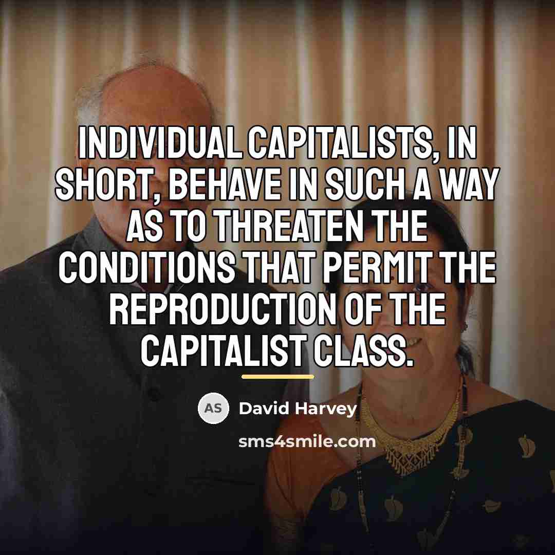 “Individual capitalists, in short, behave in such a way as…” quote by David Harvey