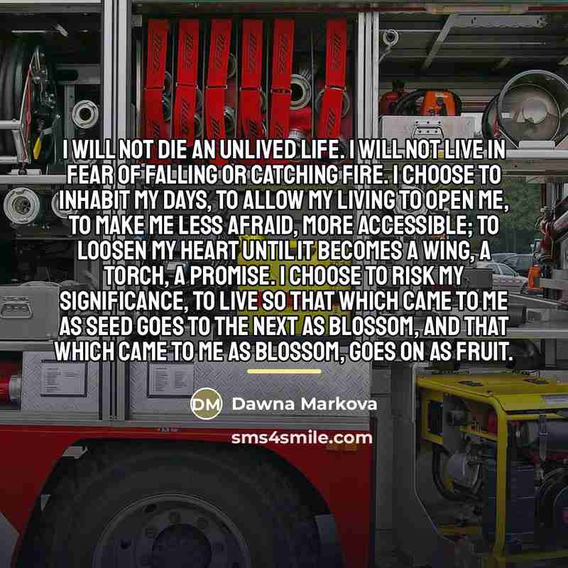 “I will not die an unlived life. I will not…” quote by Dawna Markova