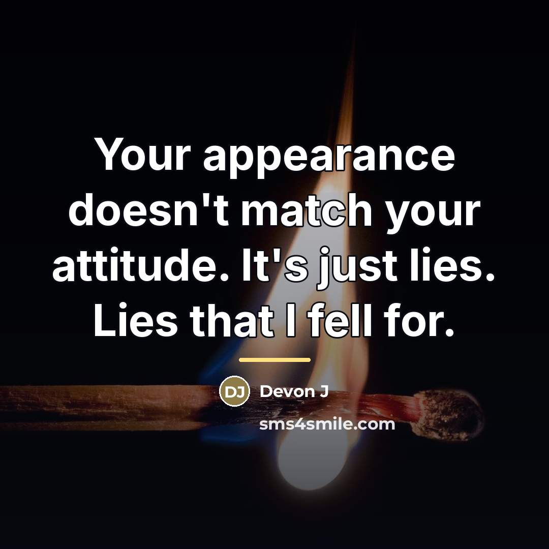 “Your appearance doesn't match your attitude. It's just lies. Lies…” quote by Anonymous