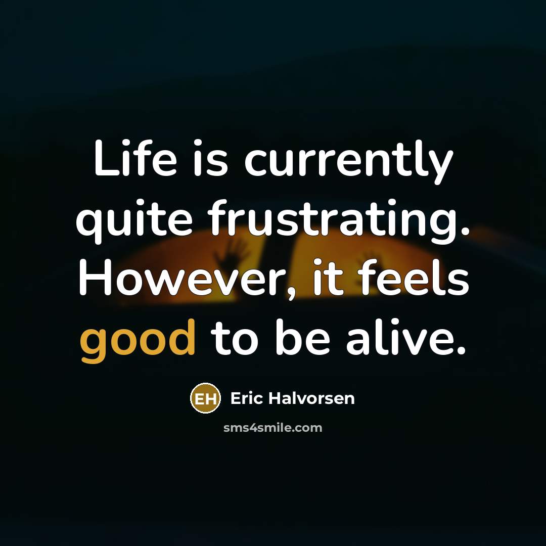 “Life is currently quite frustrating. However, it feels good to…” quote by Eric Halvorsen