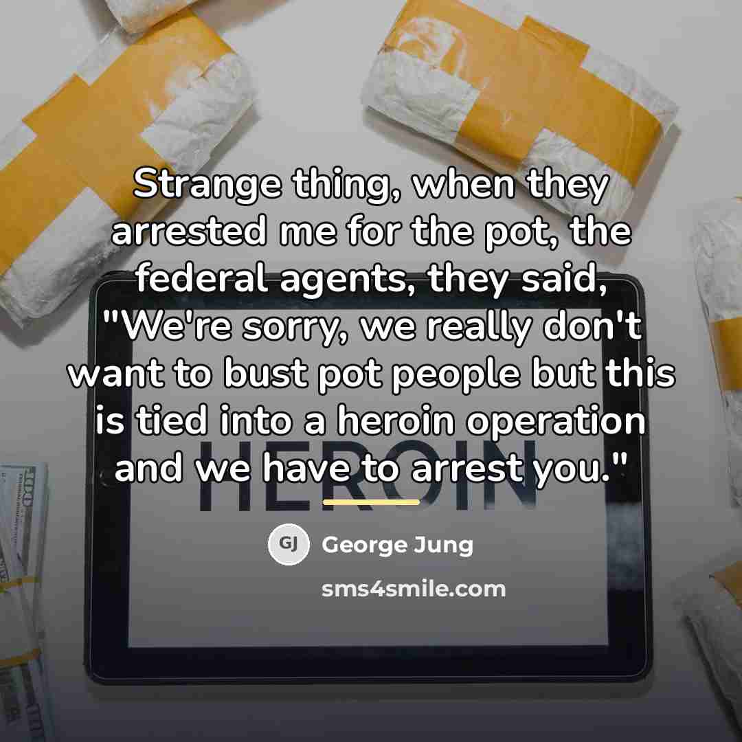 “Strange thing, when they arrested me for the pot, the…” quote by George Jung