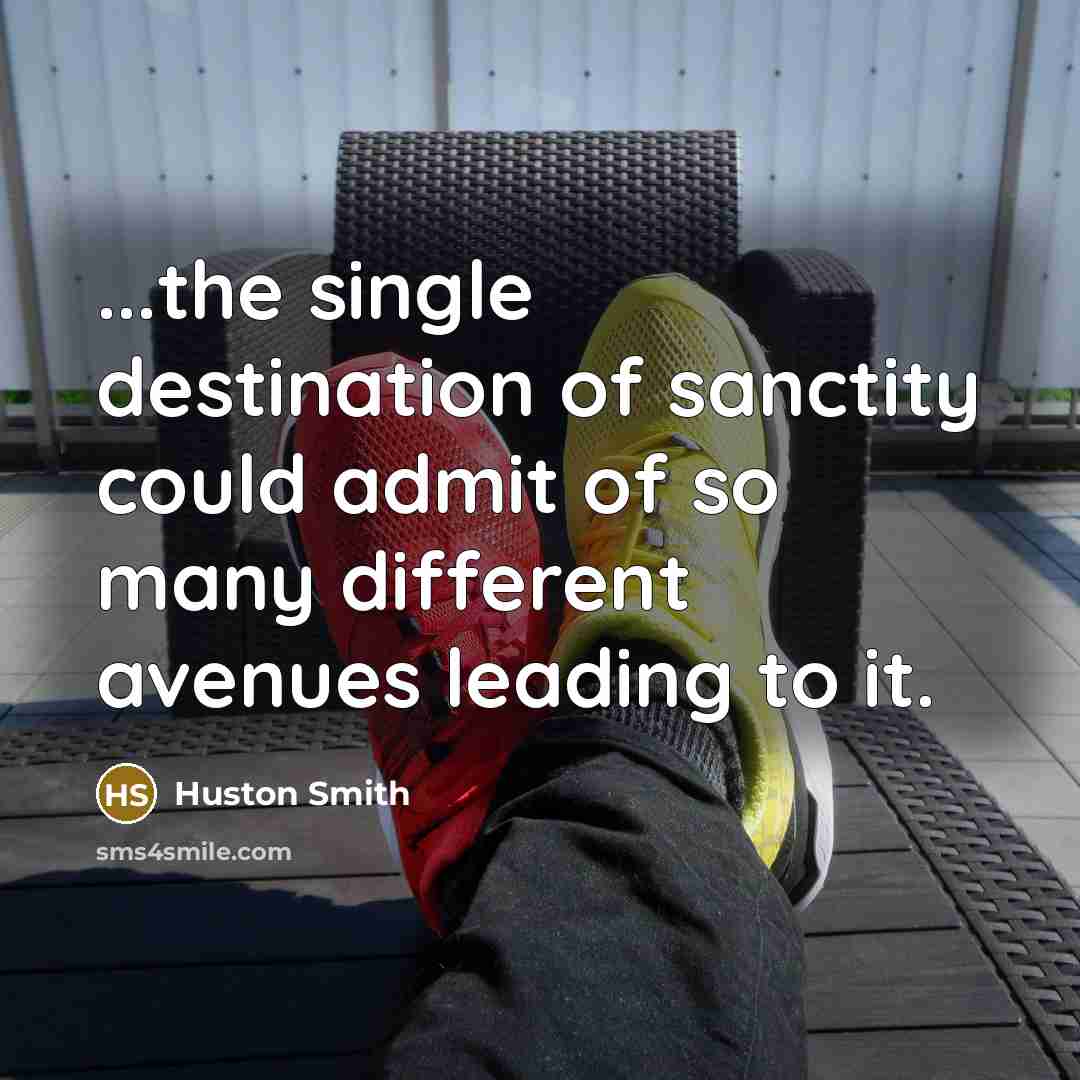 “...the single destination of sanctity could admit of so many…” quote by Huston Smith