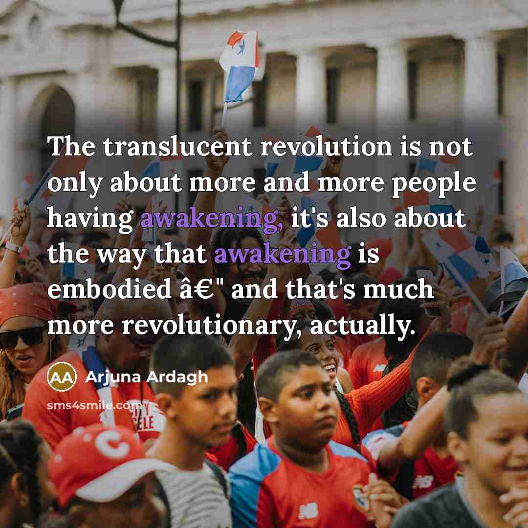 “The translucent revolution is not only about more and more…” quote by Arjuna Ardagh