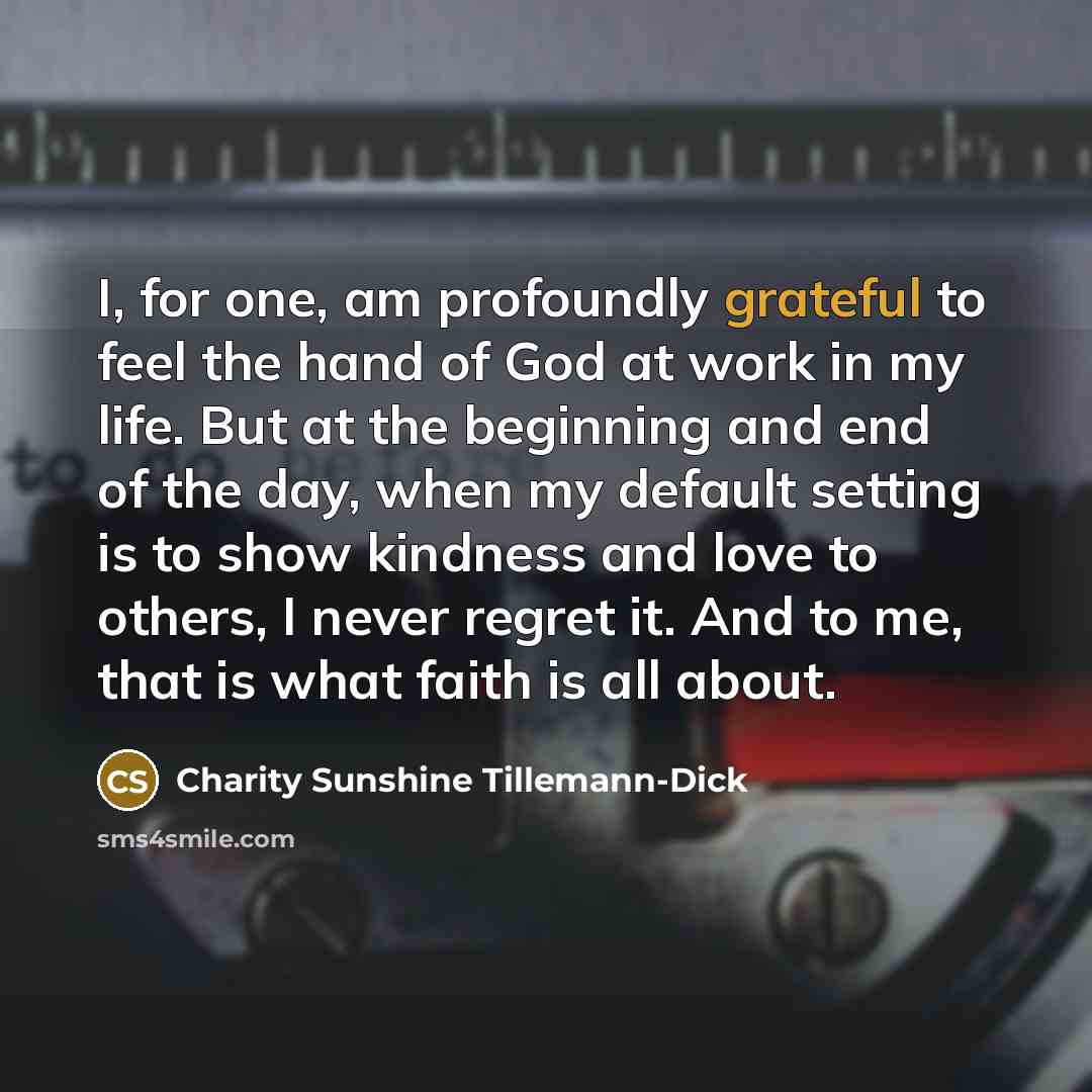 “I, for one, am profoundly grateful to feel the hand…” quote by Charity Sunshine Tillemann-Dick
