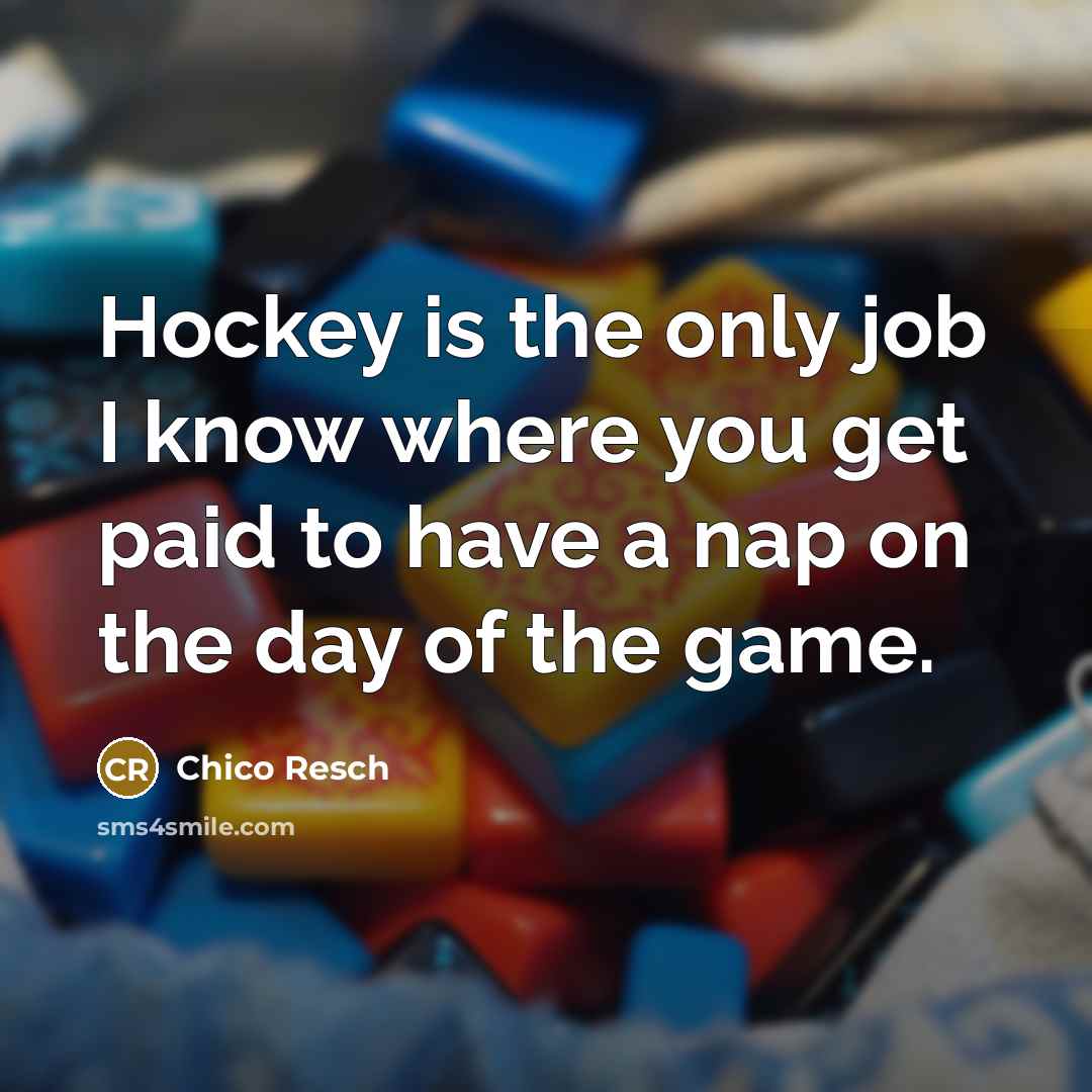 “Hockey is the only job I know where you get…” quote by Chico Resch