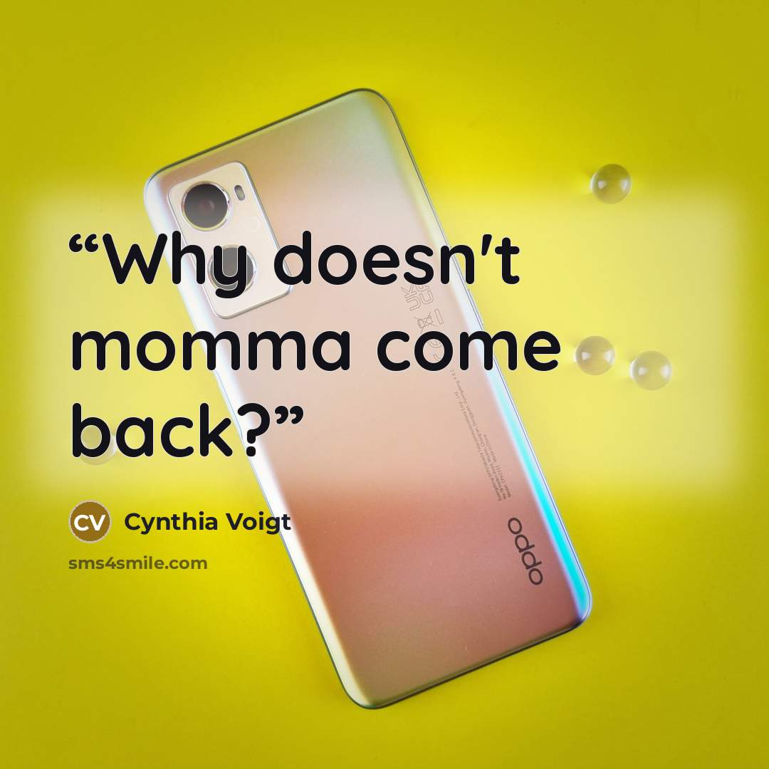 “Why doesn't momma come back?” quote by Cynthia Voigt
