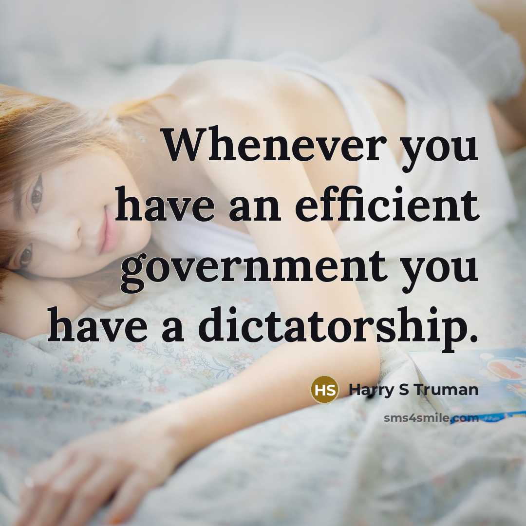 “Whenever you have an efficient government you have a dictatorship.” quote by Harry S Truman