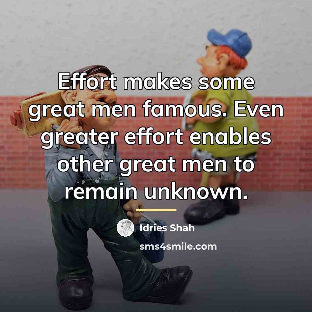 “Effort makes some great men famous. Even greater effort enables…” quote by Idries Shah