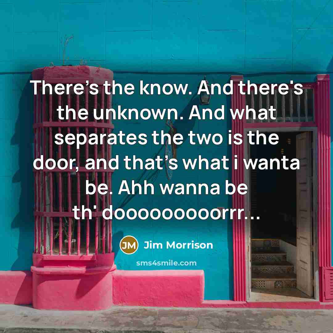 “There's the know. And there's the unknown. And what separates…” quote by Jim Morrison