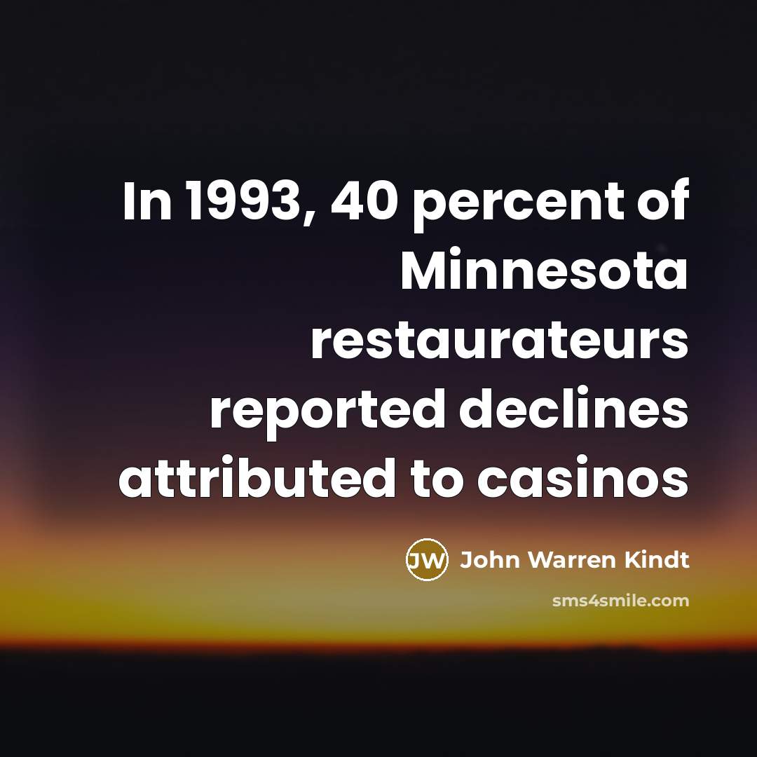 “In 1993, 40 percent of Minnesota restaurateurs reported declines attributed…” quote by John Warren Kindt