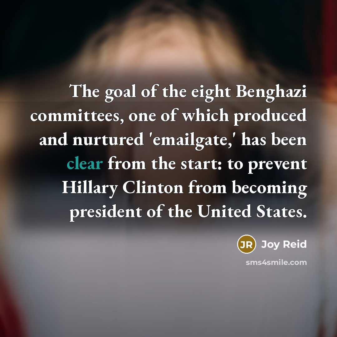 “The goal of the eight Benghazi committees, one of which…” quote by Joy Reid
