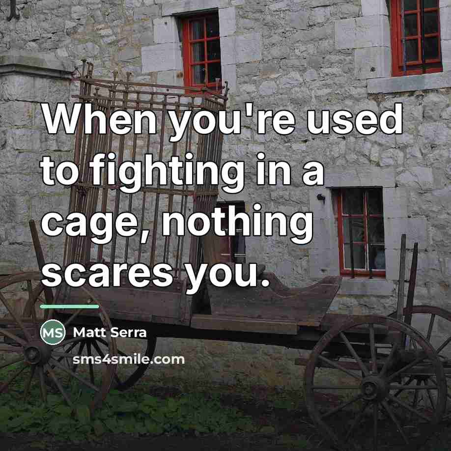 “When you're used to fighting in a cage, nothing scares…” quote by Matt Serra