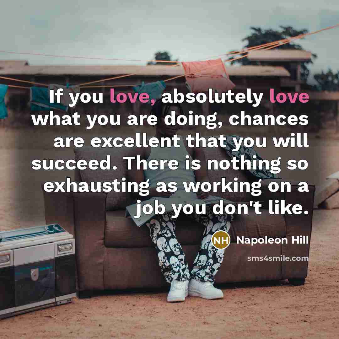 “If you love, absolutely love what you are doing, chances…” quote by Napoleon Hill