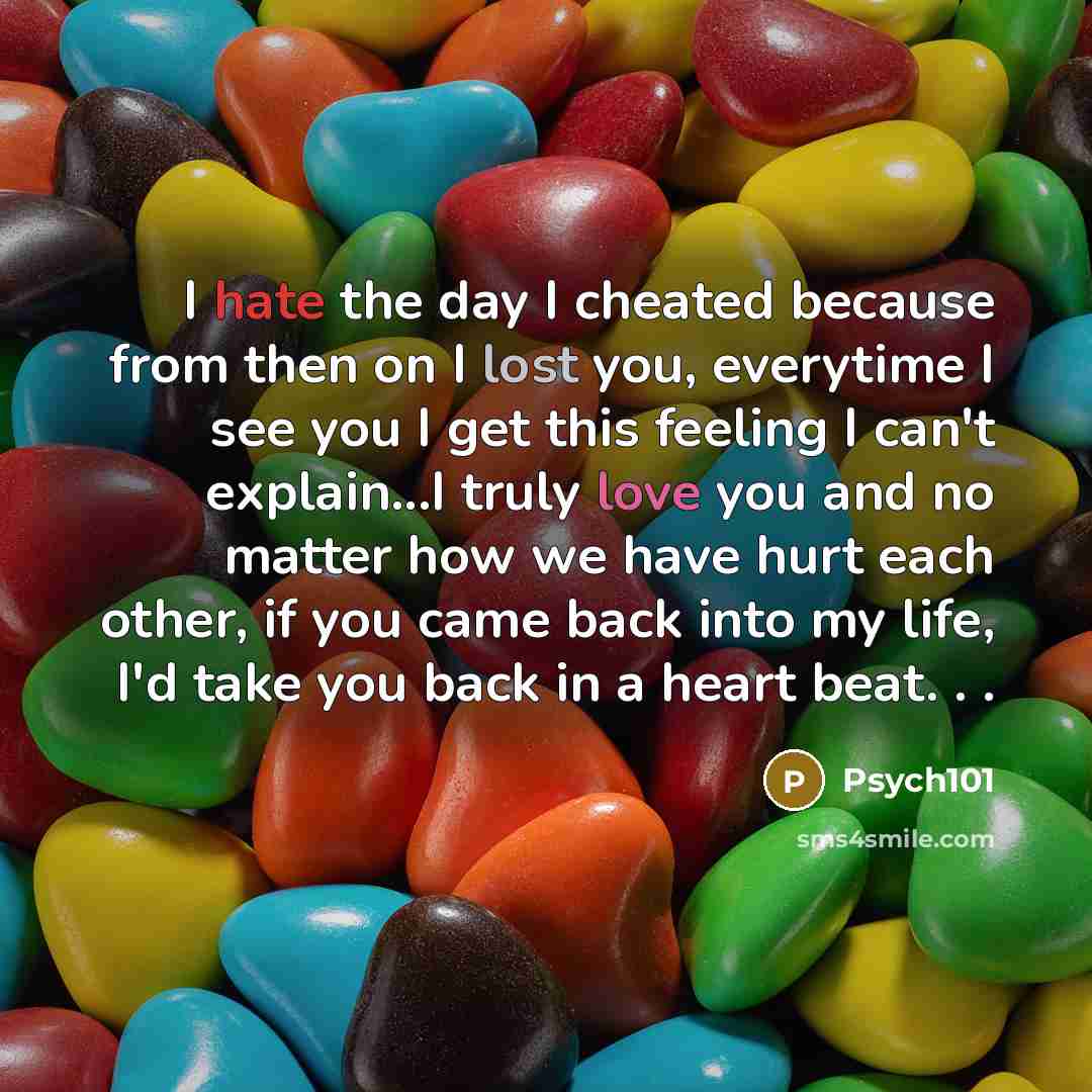 “I hate the day I cheated because from then on…” quote by Psych101