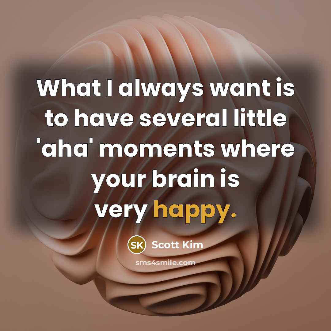 “What I always want is to have several little 'aha'…” quote by Scott Kim