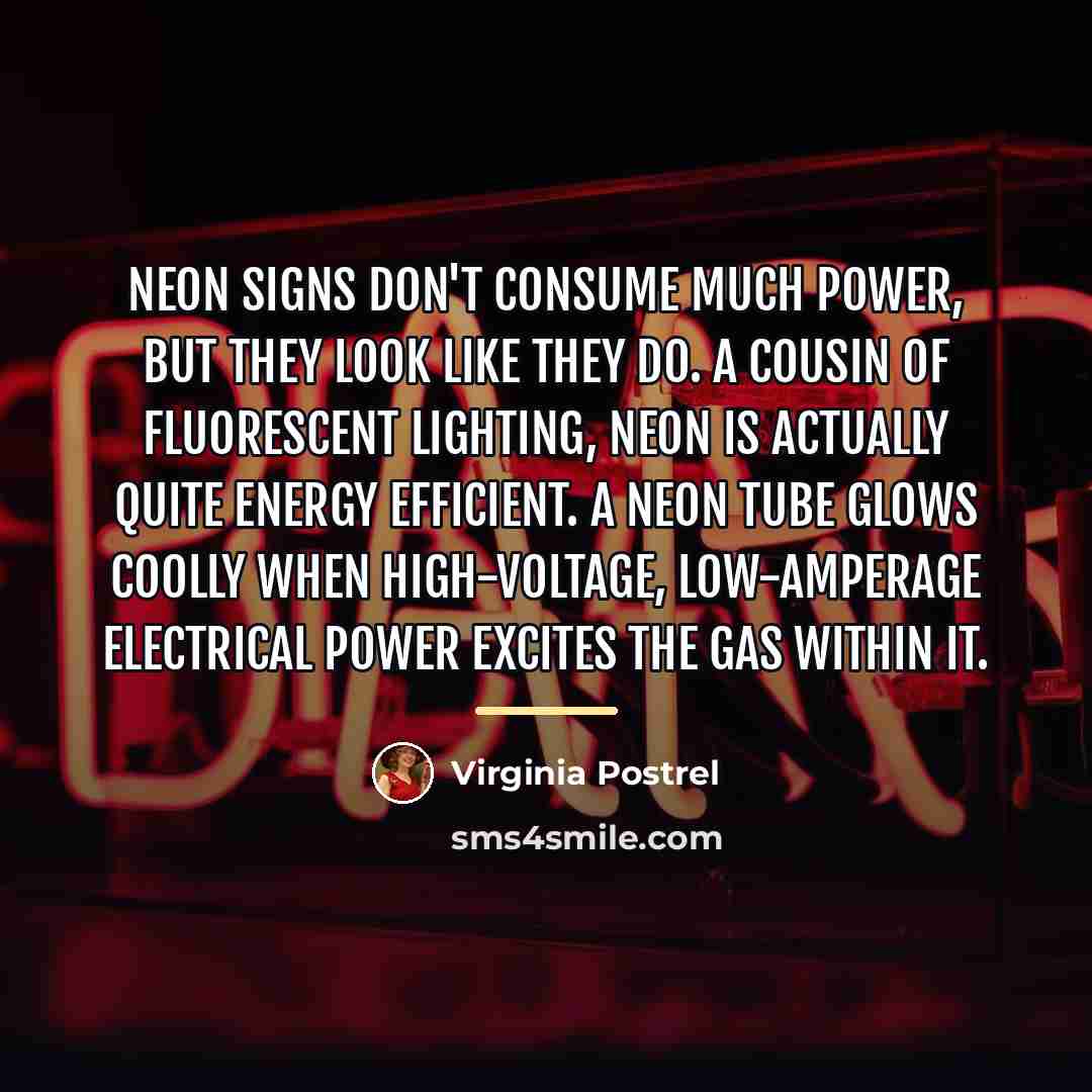 “Neon signs don't consume much power, but they look like…” quote by Virginia Postrel