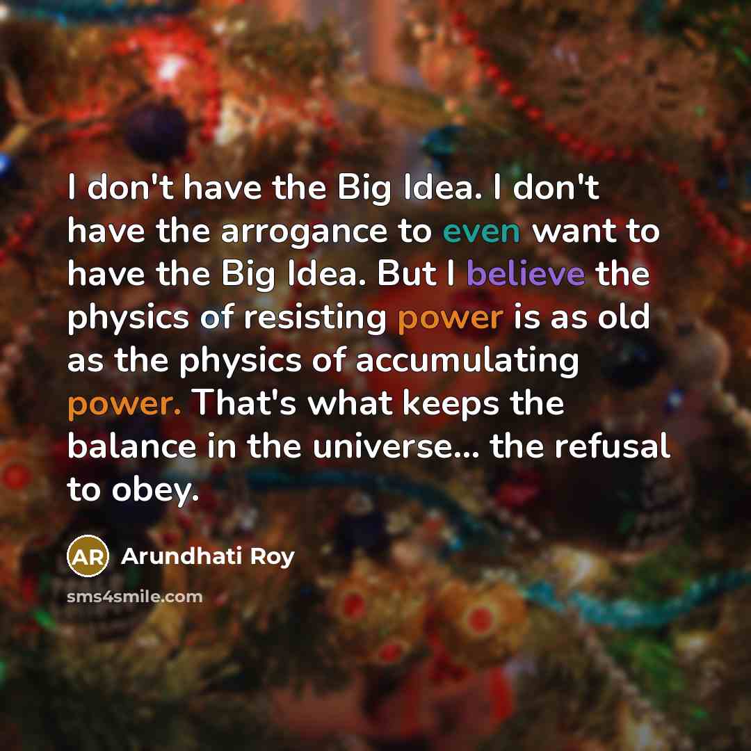 “I don't have the Big Idea. I don't have the…” quote by Arundhati Roy