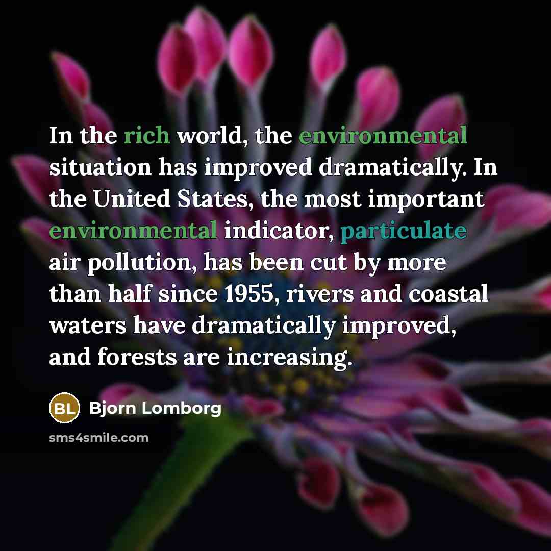 “In the rich world, the environmental situation has improved dramatically.…” quote by Bjorn Lomborg