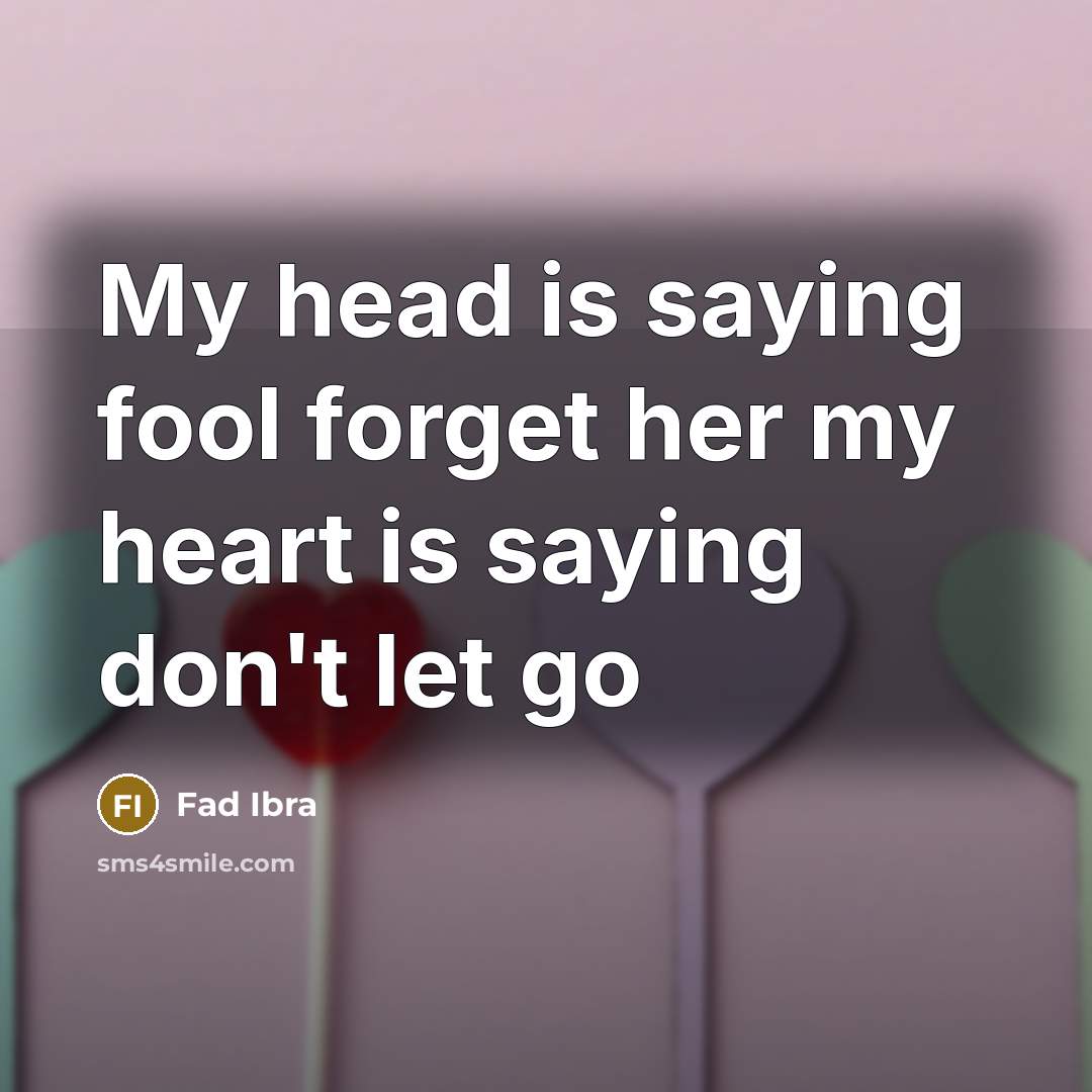 “My head is saying fool forget her my heart is saying don't let go” quote by Fad Ibra