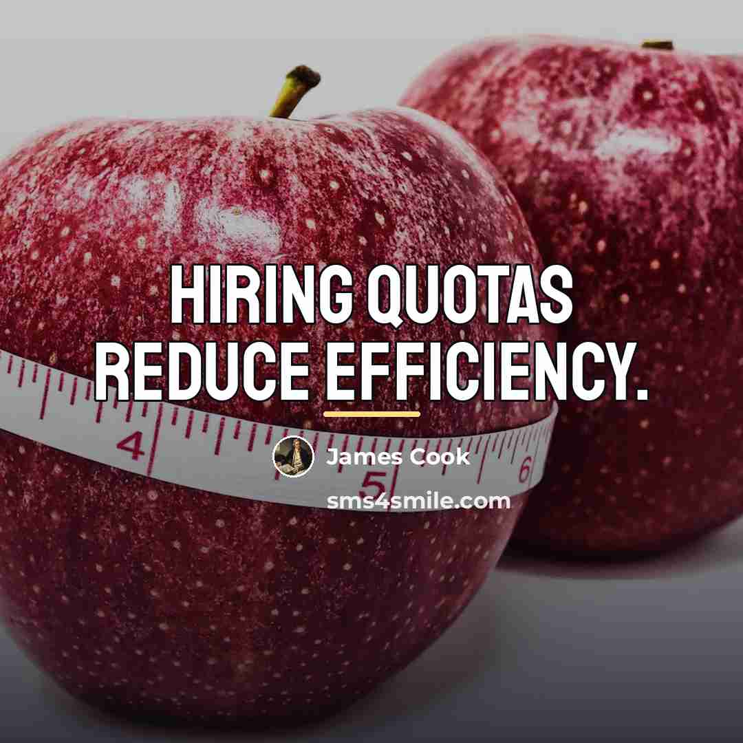 “Hiring quotas reduce efficiency.…” quote by James Cook