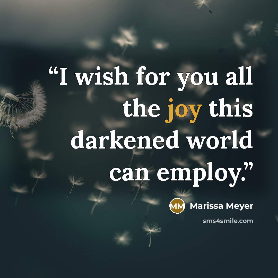 “I wish for you all the joy this darkened world can employ.” quote by Marissa Meyer