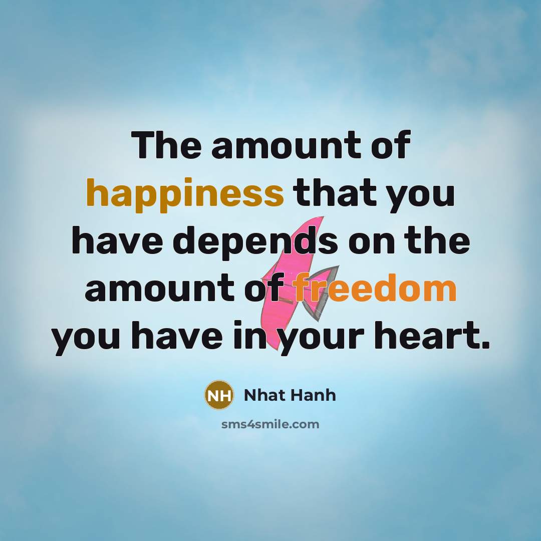 “The amount of happiness that you have depends on the…” quote by Nhat Hanh